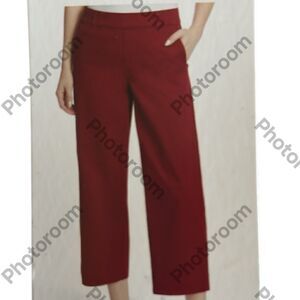 Gloria Vanderbilt Pull on Wide leg Crop tummy control Pant, Maroon, Size 8, NWT